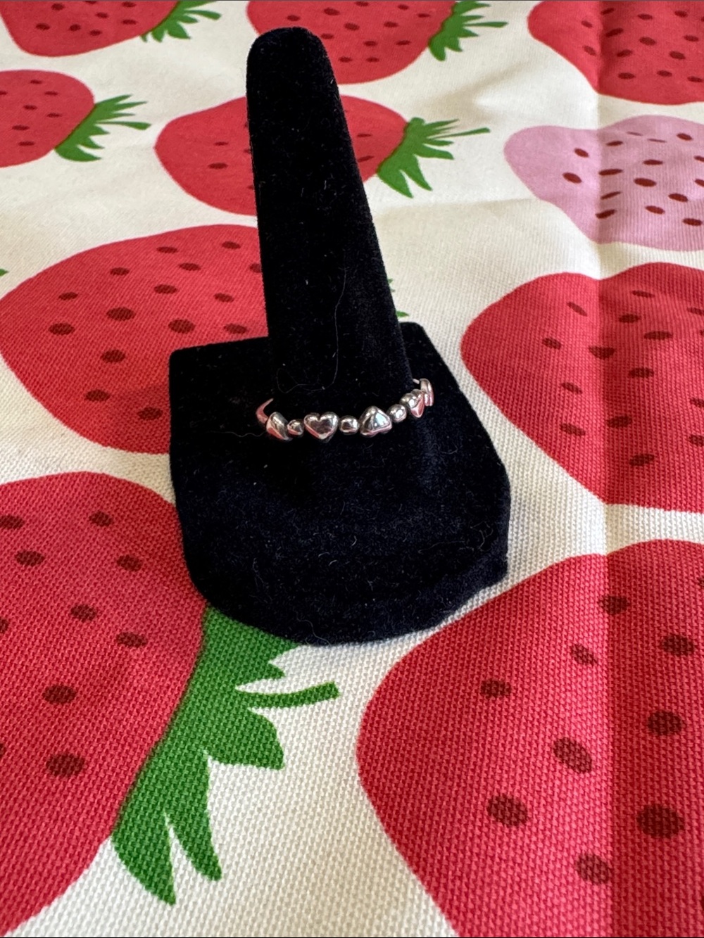 Sterling Silver Heart Bead Ring